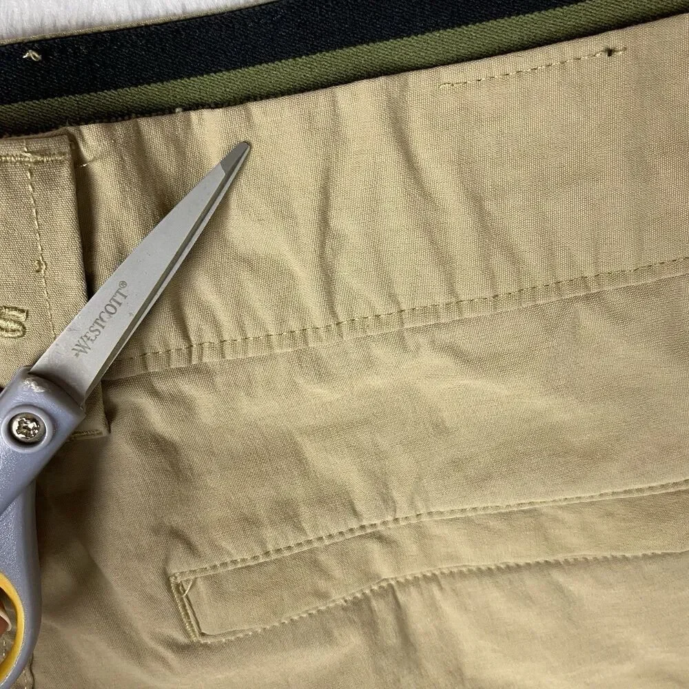 Orvis Tech Cargo Shorts Mens 36 Tan Hiking Outdoor Ripstop Nylon Stretch Media